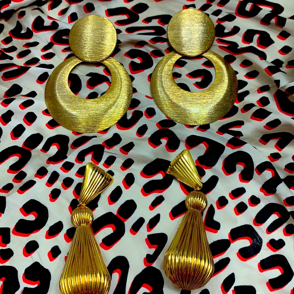 2 sets of earrings/one pierced , the other clip , gold plated!